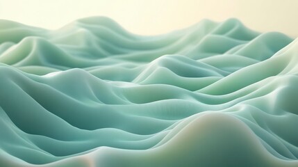 Obraz premium Soft Flowing Waves in Calm Aquatic Shades of Turquoise and Mint
