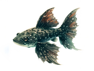 Fototapeta premium Watercolor Plecostomus fish pecies on white background