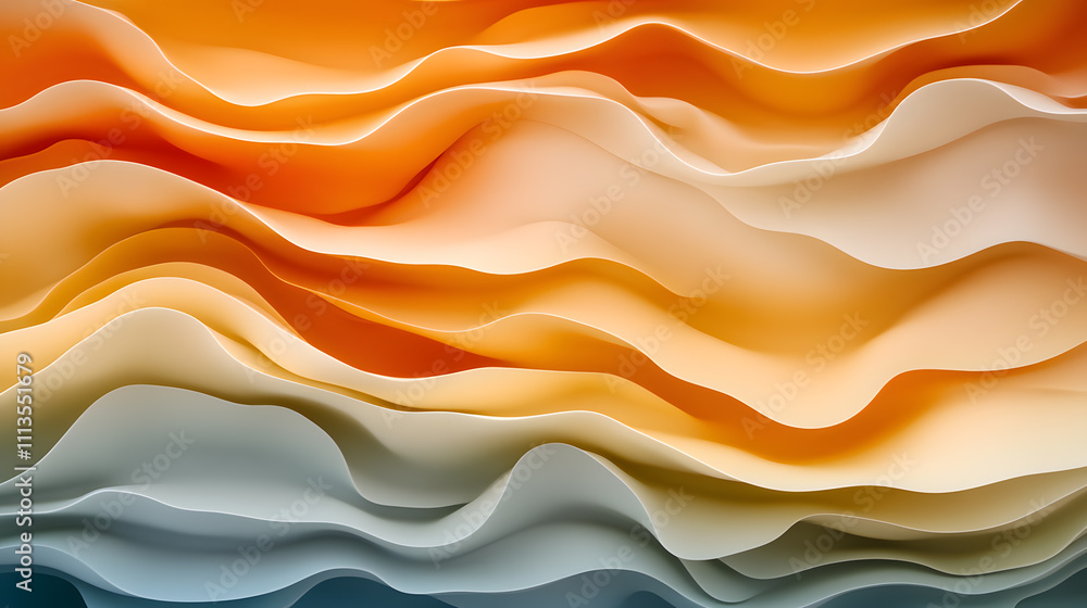 Poster dynamic wave patterns in abstract art digital canvas visual exploration soft tones close-up perspect