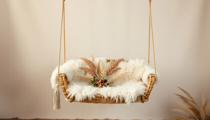  Newborn Digital Backdrop. Bohemian Dream Swing Themes for Newborn. For boys and girls. Background for Newborn. Photography Backdrop. white fur
