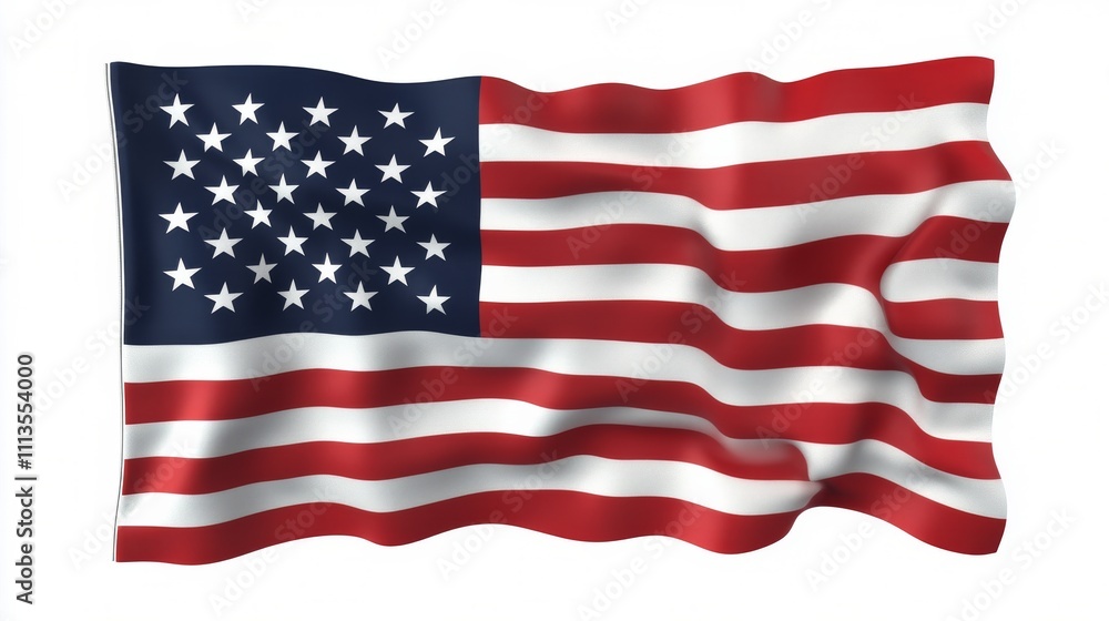 Poster abstract representation of an american flag in dynamic dispersion on a light background
