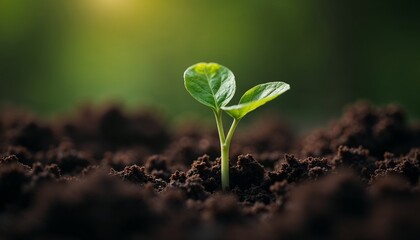 Fototapeta premium Macro shot of seedling sprouting in nutrient-rich soil