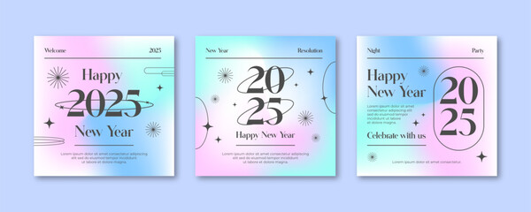 Gradient new year 2025 social media post template