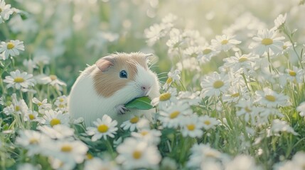 Guinea Pig in Daisy Field