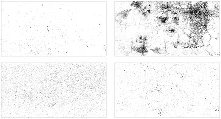 Set of Black and white grunge. Collection of  four grunge wall.