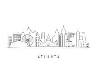 Detailed Atlanta skyline vector illustration. Atlanta buildings in line art style, perfect for modern designs.