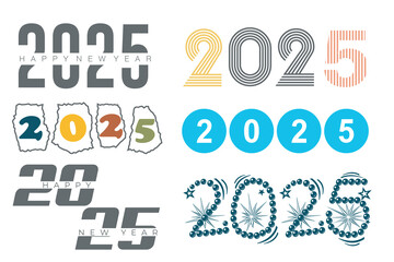 2025 Happy New Year Banner, 2025 Letters Typography Design Vector