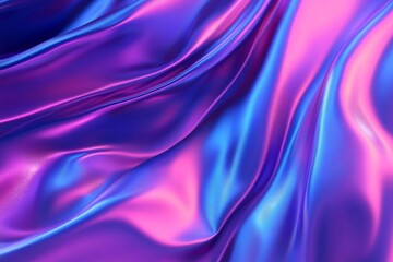 Obraz premium A vibrant close-up of iridescent fabric in shades of purple, blue, and pink with soft waves and folds. Perfect for luxury, abstract art, or textile design concepts.
