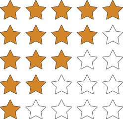 Five-star rating vector illustration. Product rating, Customer feedback 5-star symbol.