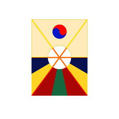 A kite used in kite flying, one of the traditional Korean games.