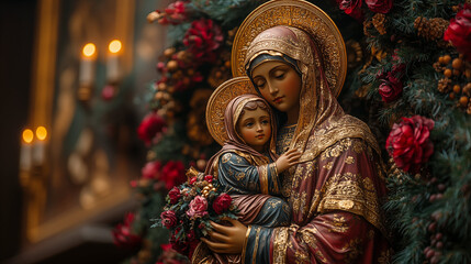 Fototapeta premium Beautiful Religious Artwork Depicting Mother