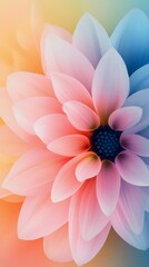 Fototapeta premium Stunning pink and blue flower with soft petals against a blurred colorful background