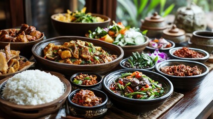 Obraz premium Traditional food recipes prepared with fresh, local ingredients in warm kitchen settings