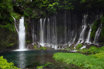 Shiraito waterfalls in spring in Japan