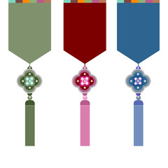 A collection of norigae decorations worn on Korean traditional clothing, hanbok.