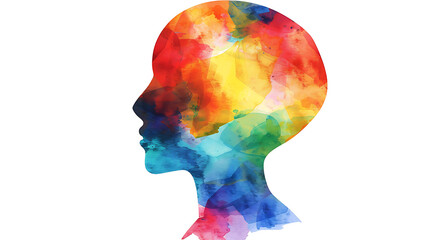 Watercolor Human Silhouette with Rainbow Colors