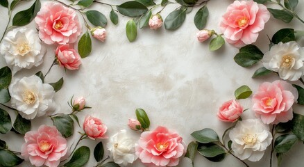 Floral arrangement with white and pink flowers on a neutral background in a delicate display
