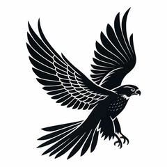 Obraz premium Falcon silhouette vector black color silhouette solid white background