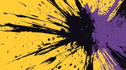 Abstract Colorful Paint Splash on Yellow Background for Graphic Design