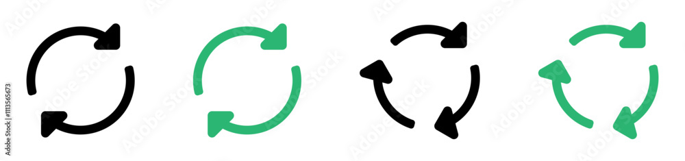 Poster Refresh icon vector. Green recycle vector icon symbol. Repeat and reload icons set and arrow rotation circle. Sync icon symbol convert button sign	
