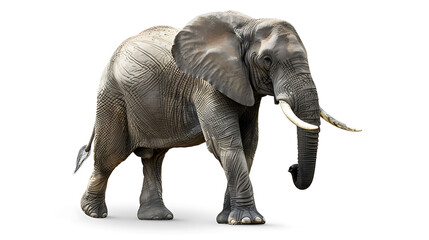 Obraz premium African Elephant Standing on White Background