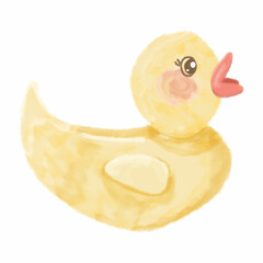 Adorable Yellow Duck Watercolor Illustration with Blush Cheeks
