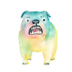 Fototapeta premium Creepy Watercolor of Simple Boerboel Dog: Ugly and Unsettling Pet Portrait