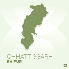 Fototapeta premium Chhattisgarh vector map, Vector map of Chhattisgarh, editable eps, AI files, Vector illustration of Chhattisgarh vector map 