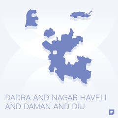 Dadra and Nagar Haveli and Daman and Diu vector map, Vector map of Dadra and Nagar Haveli and Daman and Diu, editable eps, AI files, Vector illustration of Dadra and Nagar Haveli and Daman vector map