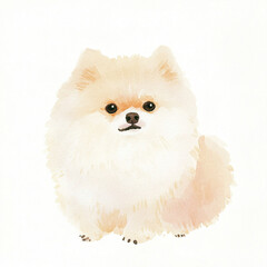 Obraz premium Creepy Watercolor of Simple Pomeranian Dog: Ugly Yet Charming Pet Portrait