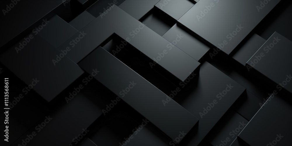 Aufkleber black abstract background with geometric shapes and layers for modern design and creative projects, 