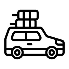 Car Trip Line Icon