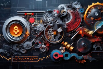 Abstract collage of financial technological devices.
