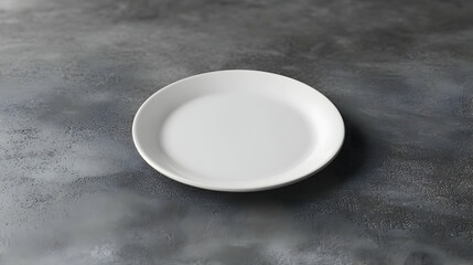 A simple white plate on a textured surface, ideal for serving food.