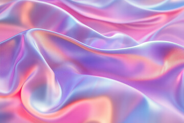 Obraz premium Iridescent Holographic Fabric with Gradient Waves 