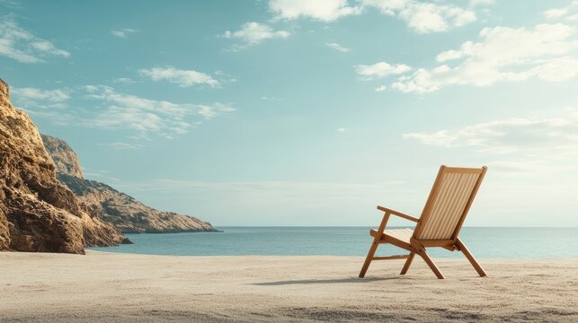 Empty space in the chair emphasizes the concept of weekend getaways, inviting viewers to imagine their own escapes in this curated weekend getaway collection with ample copy space.