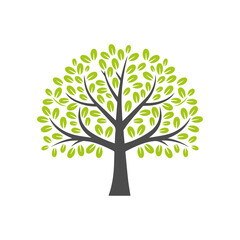 Tree silhouette. Green Spring Tree. Vector Illustration
