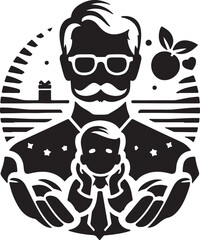 Happy Father's Day silhouette vector in white background