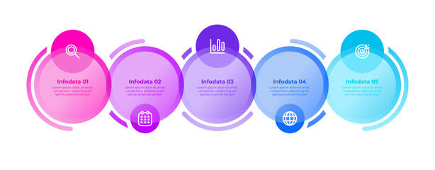 Modern layouts design template for vector infographic labels with icons and 5 options or steps. Timeline concept for annual report, presentation processes.