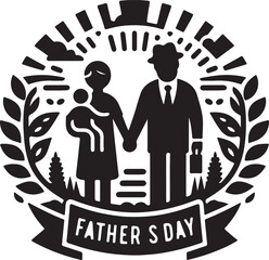 Happy Father's Day silhouette vector in white background