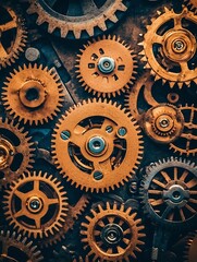 Intricate Gears and Cogs of an Industrial Machinery Mechanism