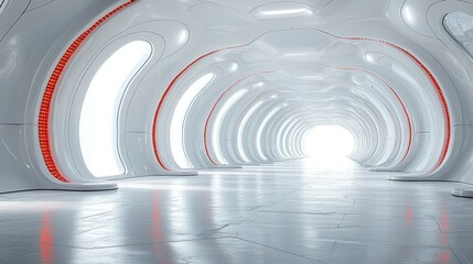 Obraz premium Futuristic Architectural Tunnel with Radiant Lighting and Seamless Symmetry