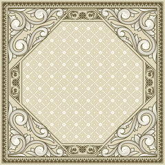 Decorative ornate retro monochrome blank frame template