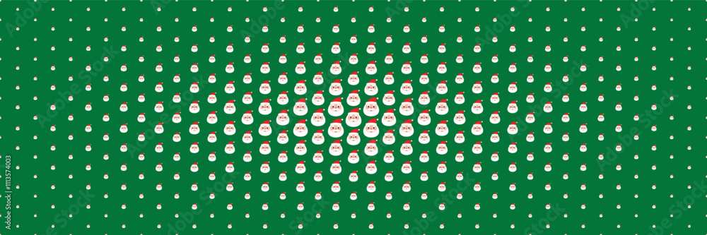 Poster horizontal cute santa claus spread from center for pattern and background.