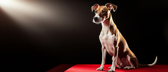 Harrier Dog Sitting Proudly On A Red Carpet During Special Event