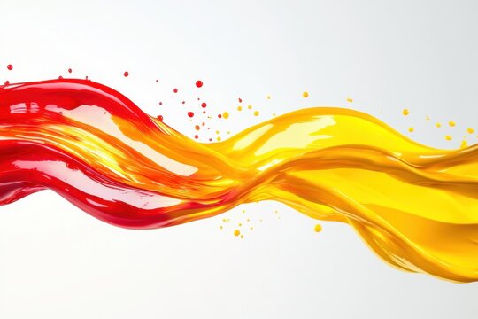 Twp fluid and dynamic colors splash intertwining and creating a sense of motion and energy