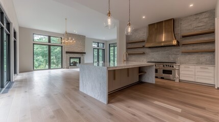 Obraz premium Modern Kitchen Island and Open Floor Plan Design