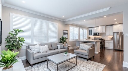 Modern Living Room Interior Design With Open Kitchen