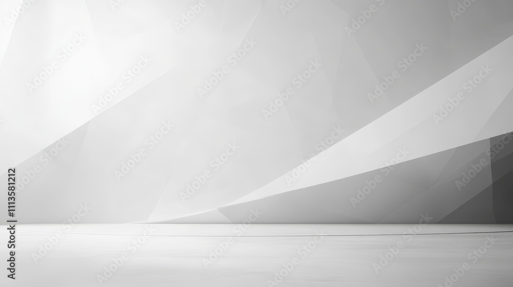 Poster abstract white background with polygonal shapes and soft angles for minimalist design, ideal for cre