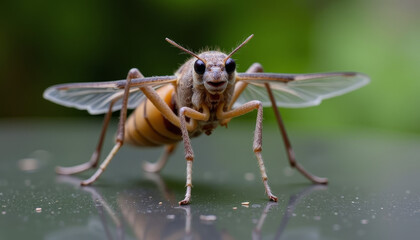 Fototapeta premium Close encounter with a detailed insect basking in natural light revealing intricate wing patterns and textures